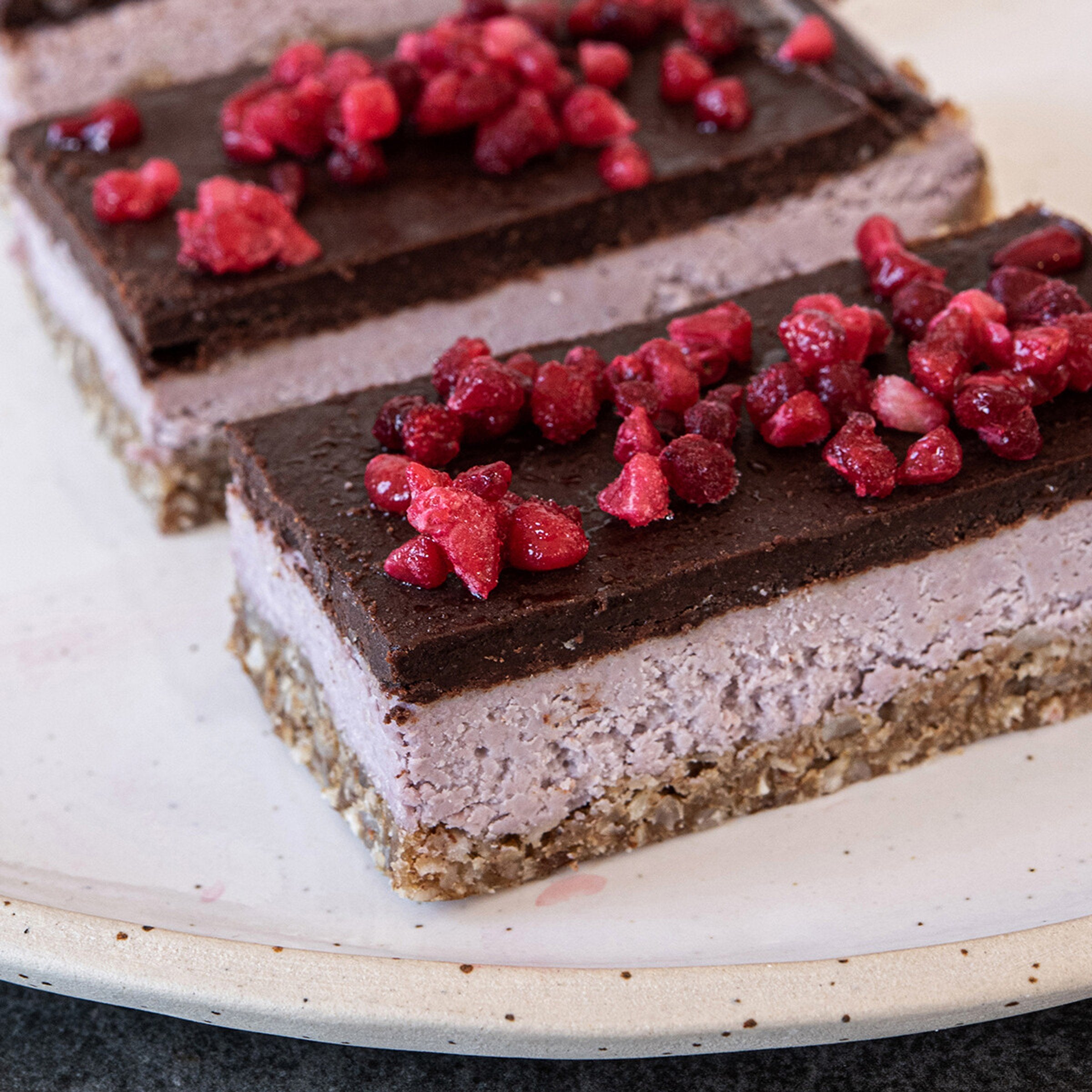 Chocolate Raspberry Raw Slice